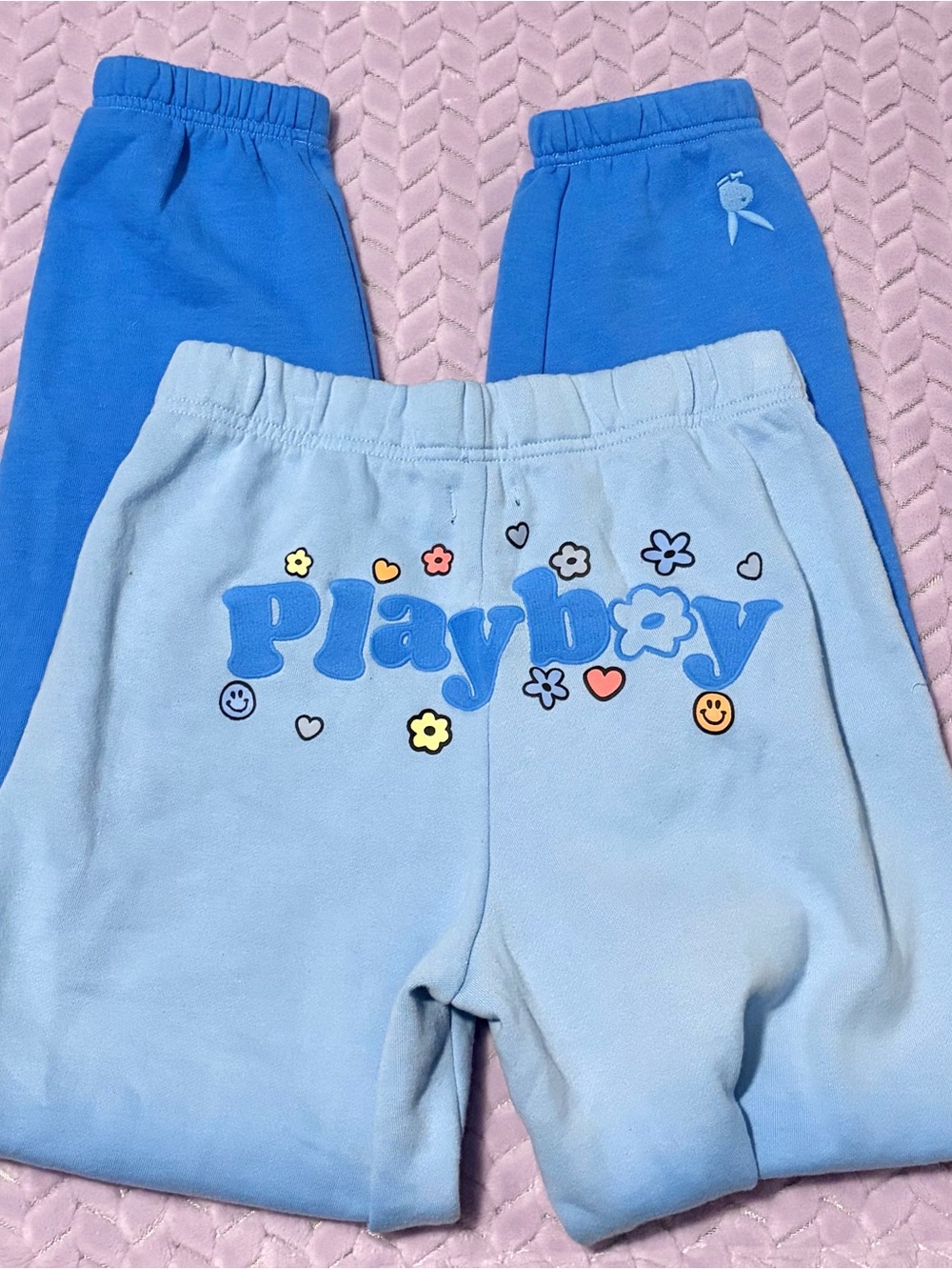 PLAYBOY Light Two-Tone (Blue & Royal Blue) Faded Women’s Sweatpants with Logo